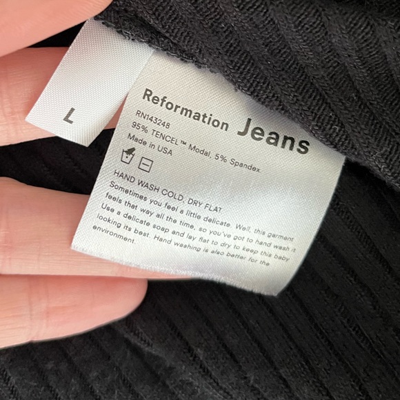 Reformation Jeans Black Camille Ribbed Knit Jumpsuit Size large - Picture 11 of 15
